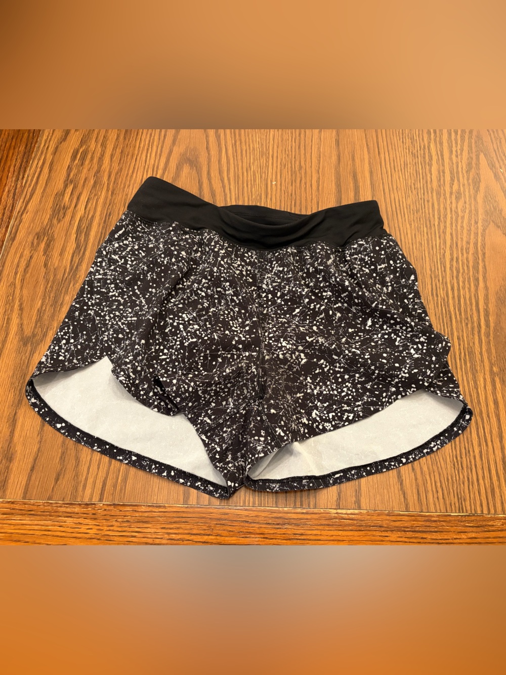 Black and White Speckled Women's Lululemon Fast and Free Shorts